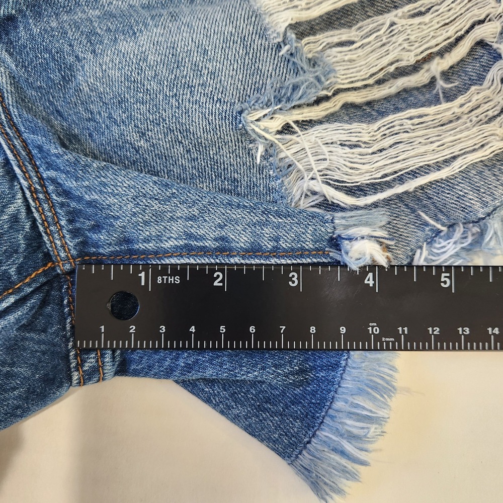 Good American Bombshell Short Blue Distressed Denim Cut Off Shorts Size 2/26 - Picture 7 of 9